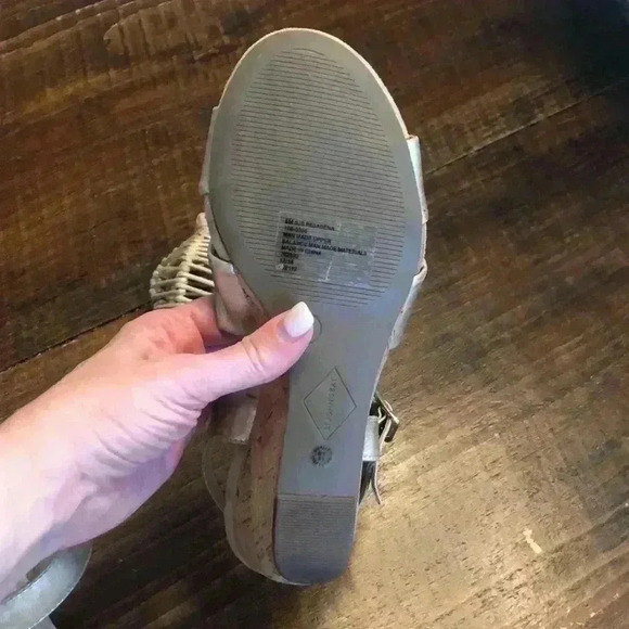 St. John’s Bay | Cork Wedge Gold Metallic Sandals - Picture 5 of 6